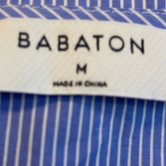 Aritzia Babaton Blue and White Pin Stripe Wrap Top - Picture 7 of 10